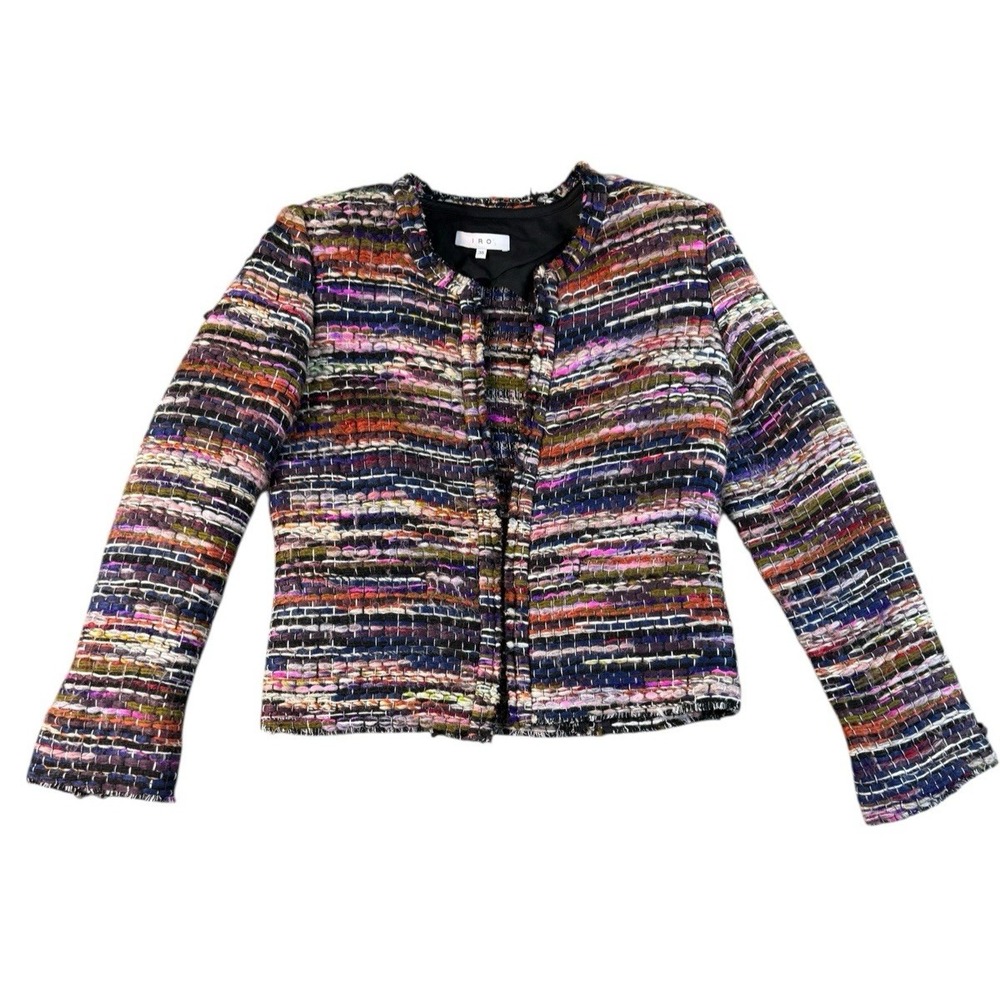 IRO Namanta Multicolor Woven Tweed Evening Jacket Size 38
